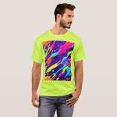 Kleurrijke Chaos in Abstracte Splatter T-shirt (Voorkant volledig)