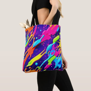 Kleurrijke Chaos in Abstracte Splatter Tote Bag