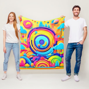 Kleurrijke chaos in een grillige wonderwereld fleece deken