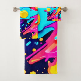 Kleurrijke Chaos Kunst Bad Handdoek