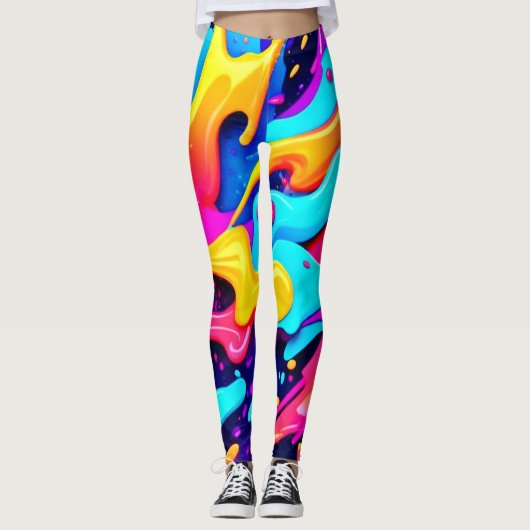 Kleurrijke Chaos Kunst Leggings (Voorkant)