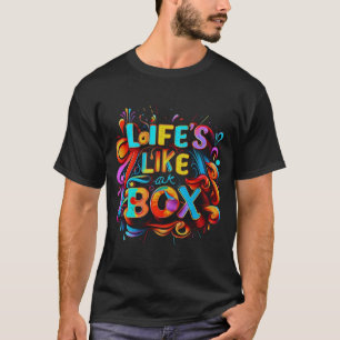 Kleurrijke Chaos - Life's Like a Box Typografie T- T-shirt