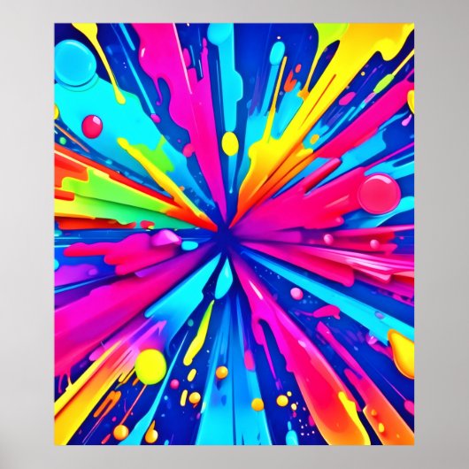 Kleurrijke Chaos: Paint Splatter Abstracte kunst Poster (Voorkant)