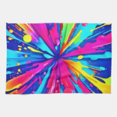 Kleurrijke Chaos: Paint Splatter Abstracte kunst Theedoek (Horizontaal)