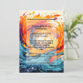 Kleurrijke Chaotische Ripple Print Verjaardagsfees Kaart (Staand voorkant)