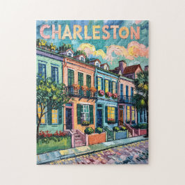 Kleurrijke Charleston Rainbow Row Van Gogh Reis Legpuzzel