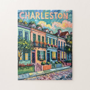 Kleurrijke Charleston Rainbow Row Van Gogh Reis Legpuzzel
