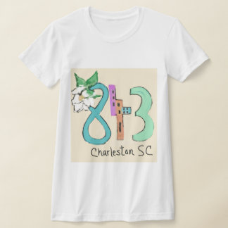 Kleurrijke Charleston South Carolina netnummer T-shirt