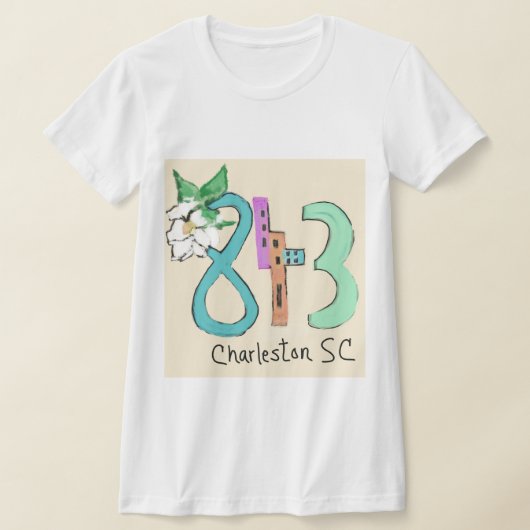 Kleurrijke Charleston South Carolina netnummer T-shirt (Laagn)
