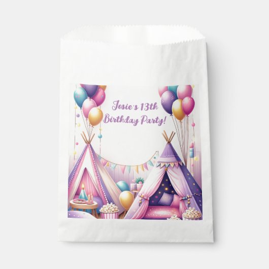 Kleurrijke Charming Teepee Verjaardag Sleepover Pa Bedankzakje (Voorkant)