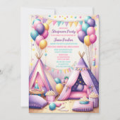 Kleurrijke Charming Teepee Verjaardag Sleepover Pa Kaart (Voorkant)