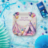 Kleurrijke Charming Teepee Verjaardag Sleepover Pa Papieren Bordje (Feest)