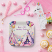 Kleurrijke Charming Teepee Verjaardag Sleepover Pa Papieren Bordje (Feest)