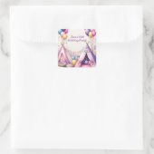 Kleurrijke Charming Teepee Verjaardag Sleepover Pa Vierkante Sticker (Tas)