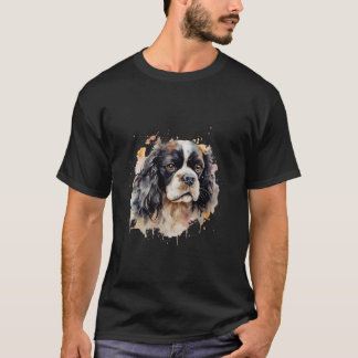 Kleurrijke Chavalier King Charles Spaniel Waterver T-shirt