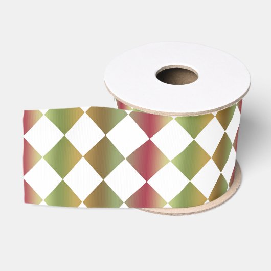 Kleurrijke Checker Diamond Patroon Grosgrain Lint (Spoel)