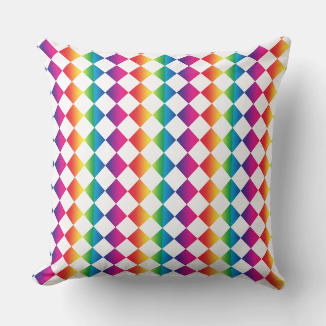Kleurrijke Checker Diamond Patroon Kussen (Voorkant)