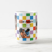 Kleurrijke Checkerboard 3 Foto Baby Geboortestatis Koffiemok (Center)