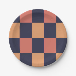 Kleurrijke Checkerboard Patroon Verjaardag Papieren Bordje