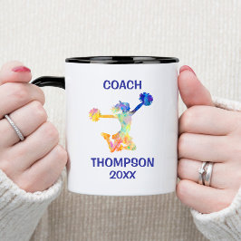 Kleurrijke cheerleading coach tweekleurige koffiemok