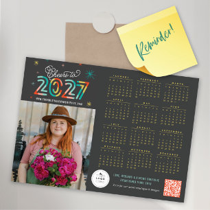 Kleurrijke Cheers 2027 Kalender Nieuwjaarskaart Ma