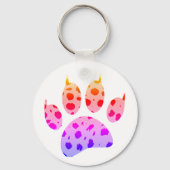 Kleurrijke Cheetah Paw Print Sleutelhanger (Voorkant)