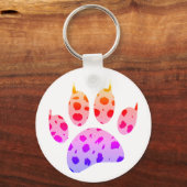 Kleurrijke Cheetah Paw Print Sleutelhanger (Voorkant)