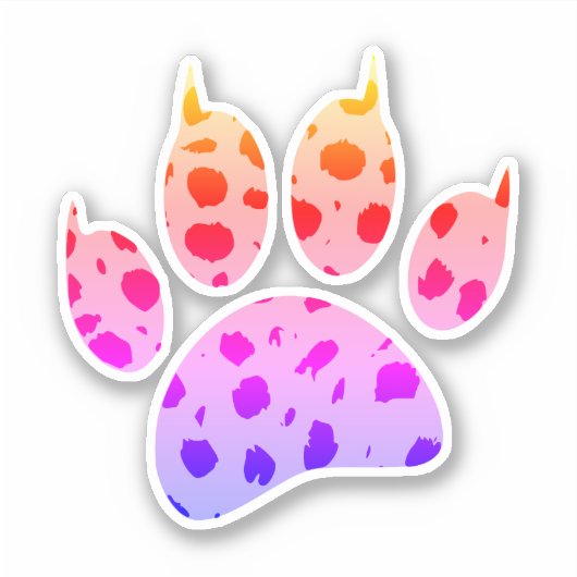 Kleurrijke Cheetah Paw Print Sticker (Voorkant)