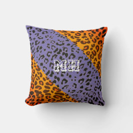 Kleurrijke Cheetah Print Patroon Girly Monogram Kussen