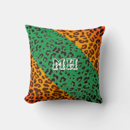 Kleurrijke Cheetah Print Patroon Girly Monogram Kussen