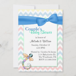 Kleurrijke Chevron Couple's Baby shower Invitation Kaart