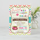 Kleurrijke Chevron Cupcake, Tea Vrijgezellenfeest Kaart (Staand voorkant)