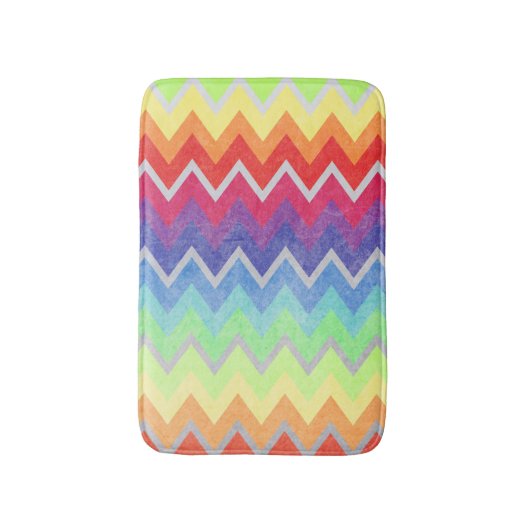 Kleurrijke Chevron Cute Rainbow-kleuren Textuur Badmat (Voorkant Verticaal)