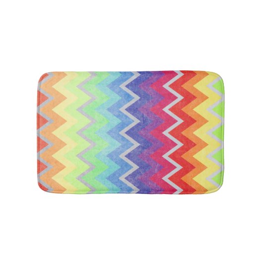 Kleurrijke Chevron Cute Rainbow-kleuren Textuur Badmat (Voorkant)