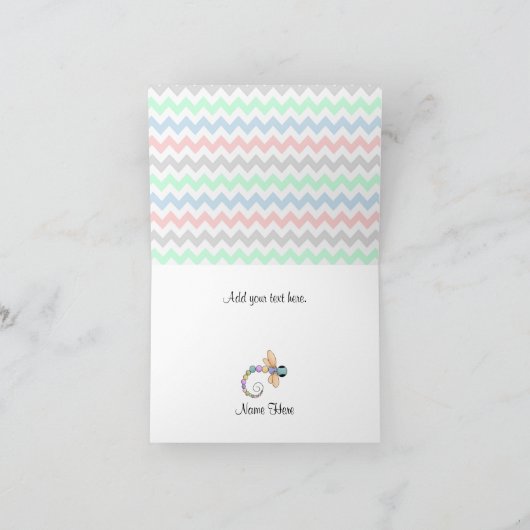 Kleurrijke Chevron en Dragonfly bedankkaart (Binnen)