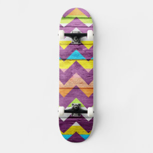 Kleurrijke Chevron Hout Abstract #4 Persoonlijk Skateboard