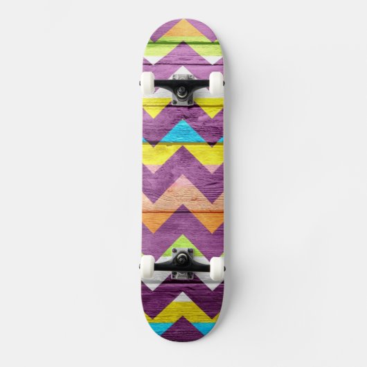 Kleurrijke Chevron Hout Abstract #4 Persoonlijk Skateboard (Voorkant)