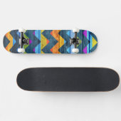Kleurrijke Chevron Hout Abstract Skateboard (Horizontaal)