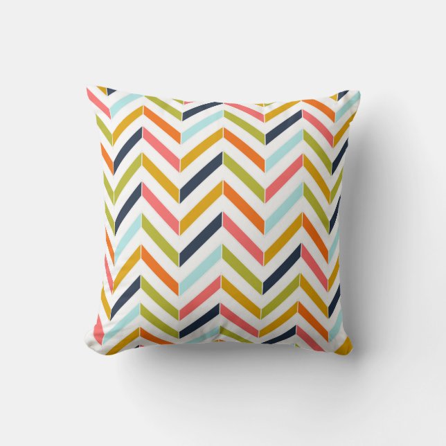 Kleurrijke Chevron Kussen (Voorkant)