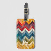 Kleurrijke Chevron Monogram Regenboog Bagagelabel (Voorkant (verticaal))