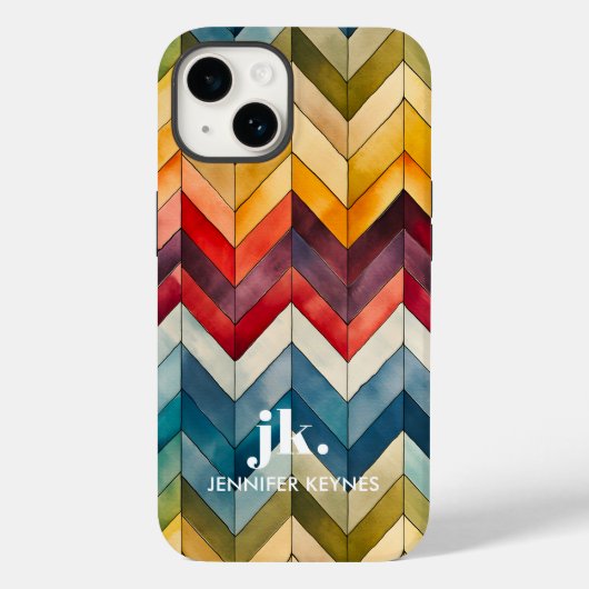  Kleurrijke Chevron Monogram Regenboog Case-Mate iPhone Case (Achterkant)