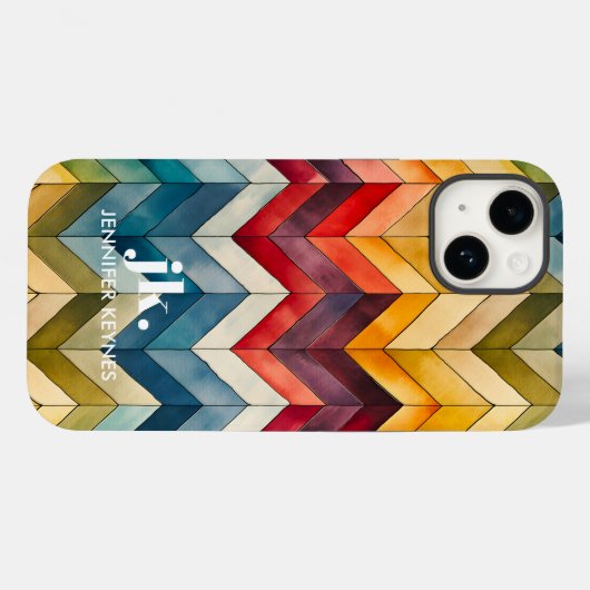 Kleurrijke Chevron Monogram Regenboog Case-Mate iPhone Case (Achterkant (horizontaal))