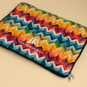  Kleurrijke Chevron Monogram Regenboog Laptop Sleeve