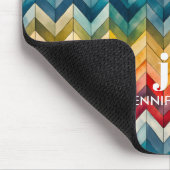 Kleurrijke Chevron Monogram Regenboog Muismat (Hoek)