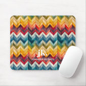 Kleurrijke Chevron Monogram Regenboog Muismat (Met muis)
