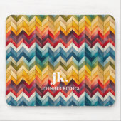 Kleurrijke Chevron Monogram Regenboog Muismat (Voorkant)