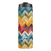  Kleurrijke Chevron Monogram Regenboog Thermosbeker (Voorkant)