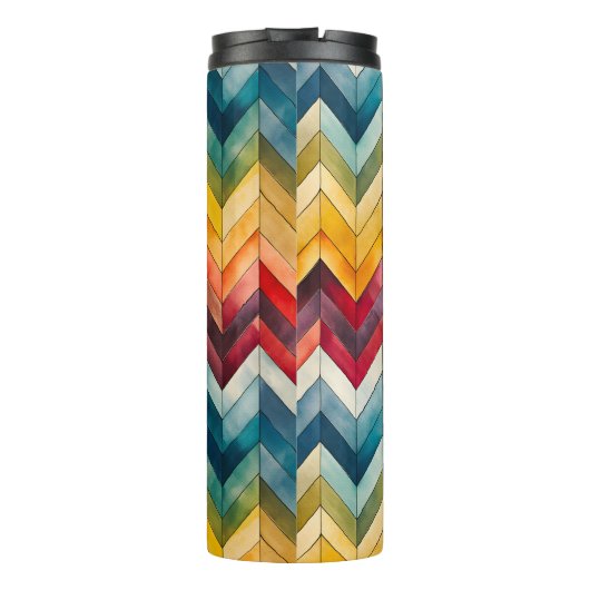  Kleurrijke Chevron Monogram Regenboog Thermosbeker (Achterkant)