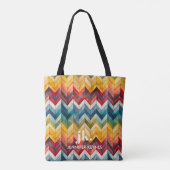  Kleurrijke Chevron Monogram Regenboog Tote Bag (Achterkant)