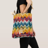  Kleurrijke Chevron Monogram Regenboog Tote Bag (Dichtbij)